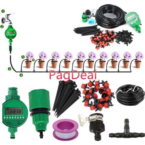 20pcs Micro Drip Irrigation Auto Watering Timer Hose Drip Quick Connectors Home Garden Plant Landscape Irrigation Systems Sets