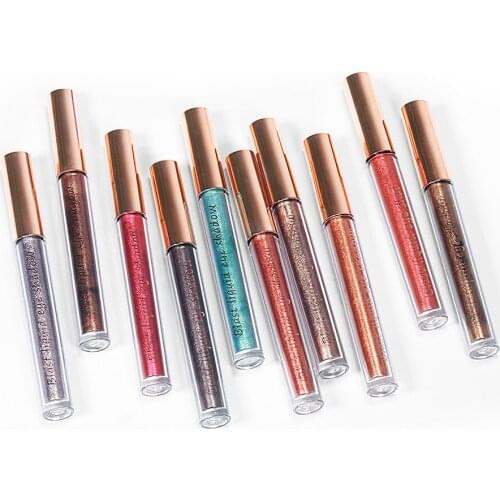 10 Colors Liquid Glitter Eyeshadow Set, Metallic Glitter Shimmer Naked Smokey Eye Looks Waterproof Long Lasting Makeup Kits