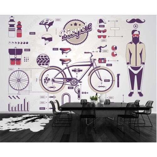 Custom mural 3d photo wallpaper Creative modern cycling characters and sports equipment club wallpaper for wall 3 d in rolls