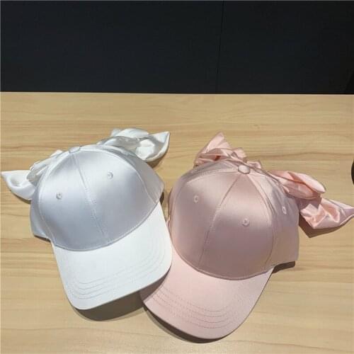 NewKorean high grade Satin cap Womens sweet temperament big bow sunshade hat fashion trend rap hat Japanese travel baseball hat