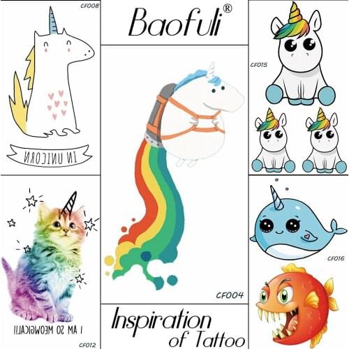 Cartoon Body Art Temporary Tattoo Kids Unicorn Festival Gifts Colorful Tatoos Fake Body Art Legs Arms Disposable Tattoo Stickers