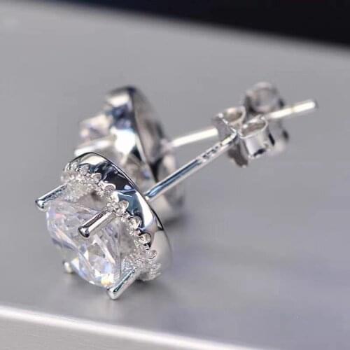 Pendientes de tuerca de cristal de Zirconia cúbica Micro pavé de forma ovalada para mujeres o niñas en Color plateado
