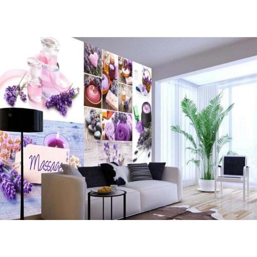 Custom photo wallpaper 3D stereoscopic SPA lavender theme TV background wallpaper 3d mural wallpaper