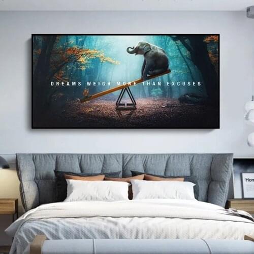 Elephant Butterfly Canvas Poster Fantasy Wall Art Painting Nordic Posters and Prints Wall Pictures for Living Room Home Decor
