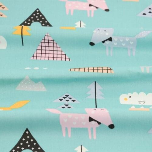 Booksew Quilting Patchwork Sewing Cute Dogs Textile Bedding Cloth Printed Green Animals 100% Cotton Fabric Tecido Decoration