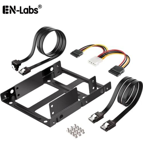 50CM SATA 3 Data & Molex Splitter Power Adapter Cable w/ 2X 2.5 SSD to 3.5 Internal Bay Hard Disk Mounting Bracket Kit-Metal
