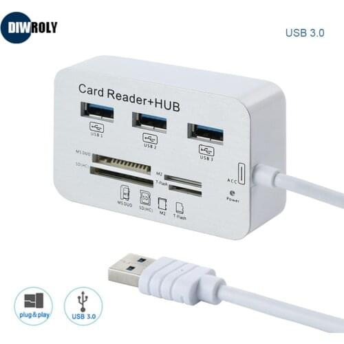 Hub USB 3.0 Splitter USB Hub 2.0 Multi 7 Port With USB Card Reader MS/M2/SD/MMC/TF All In One For PC Computer Accessories