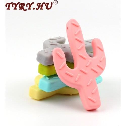 TYRY.HU Cactus Shaped Silicone Teether BPA Free Silicone Plant Pendant For DIY Pacifier Clips Soother Chain Baby Teething Toys