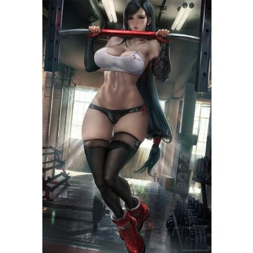 Strong Woman Attacker Tifa Canvas Paintings Custom Art Gym Sexy Girl Game Lover Posters and Prints Wall Pictures for Bedroom