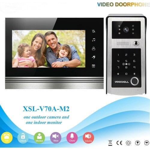 SmartYIBA 7" Touch Display Video Intercom Door Phone Fingerprint Unlock IR Camera Kits IP65 Waterproof Code Keypad Doorbell Kits