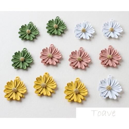 Alloy Daisy Pendant Multicolor Flower Petals Ear Stud Ear Stud DIY Material Accessories 4pcs