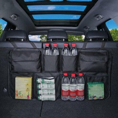 Seat Back Hatchback Storage Bag SUV Car Trunk Organizer Hanging Pouch Black Bottle Mesh Holder Pocket Car Interior Accessories