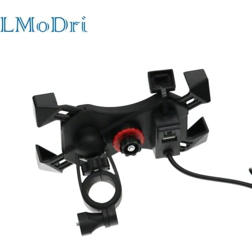 LMoDri USB Universal Chargeable Motorcycle Phone Holder 360 Motorbike Adjustable Rotating Mount Mobile Phone Stand