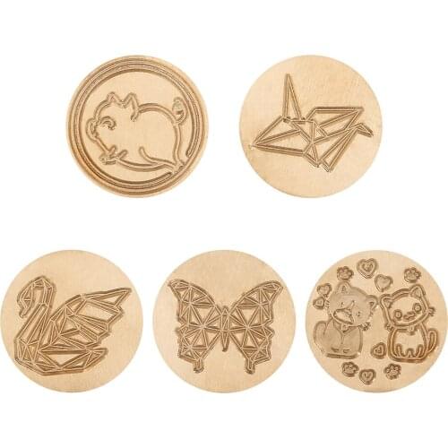 Animal Series Retro Wax Seal Stamp Head Replace Copper Head Wooden Handle DIY Sealing Wax Decoration Wedding Parties Invitations