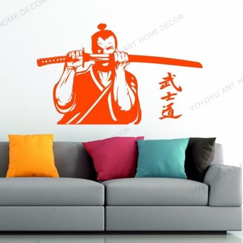 Japanese Classic Samurai character Wallpaper Samurai Geisha Japanese Katana Swords Anime Wall Sticker Vinyl Home Decals JC261