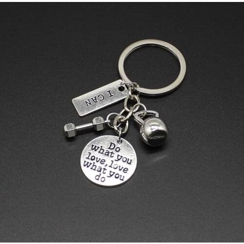 1 piece do your favorite thing key chain weightlifter key ring bar weight charm fitness jewelry gift to fitness athlete strong m