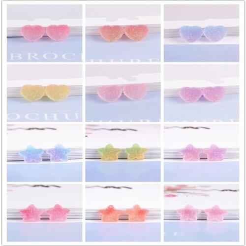 20Pcs Gummy Love star candy Charms Flatback Resin Mobile phone shell accessories, slime filling, ear studs Diy Making Acces
