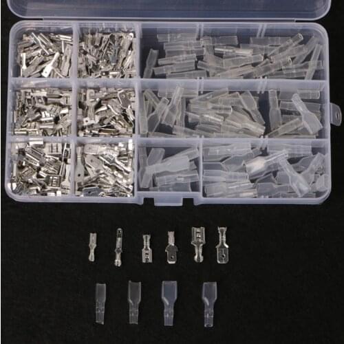 270Pcs Female & Male Spade Connectors Wire Crimp Terminals Set 2.8mm 4.8mm 6.3mm