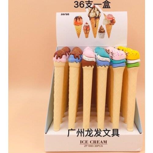 36pcs/lot Creative Ice Cream Silicone Gel Pen Unisex Pen Roller Ball Pens Office Students Supplies Promotion Gift