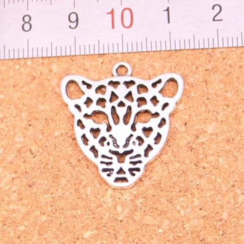 4pcs 28x26mm Hollow Leopard Head Charms Pendants Antique Silver Color Necklace Accessories DIY key chain Handmade Jewelry