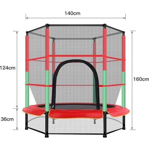 55-inch Indoor Kid Trampoline Non-slip And Wear-resistant StrongTrampoline Diameter 1.4m With Safety Net Soft Knee Pads HWC