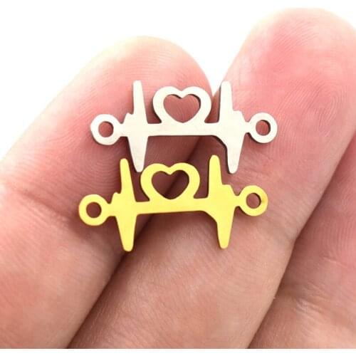 Accessories 5pcs Stainless Steel Pendant Heart-shaped Pendant Connector For DIY Bracelet Connector Making Jewelry Wholesale