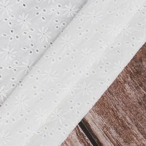 White Floral Hollow Lace Cloth Daisy Embroidered Cloth Womens Summer Cotton Cloth Hollow Lace Fabric