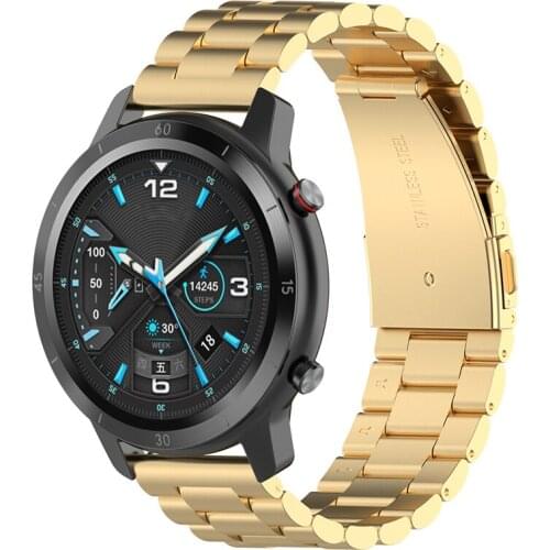 Three-bead Stainless Steel Watchband 22mm for Samsung Galaxy Watch 3 for POLAR Grit X for Ticwatch PRO for Huawei GT 2e