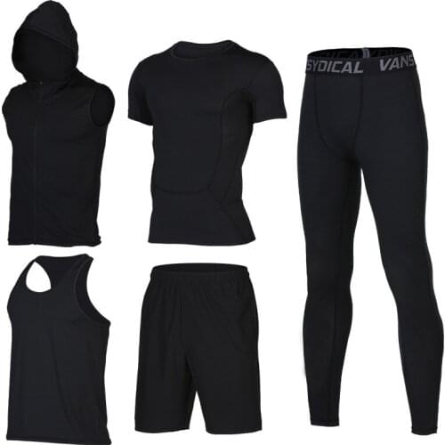 Quick Dry 5PCS Men Running Sport Suits Sport Basketball Compression Underwear Running Sets Sport Suits Gym Jogging Fitness Suits