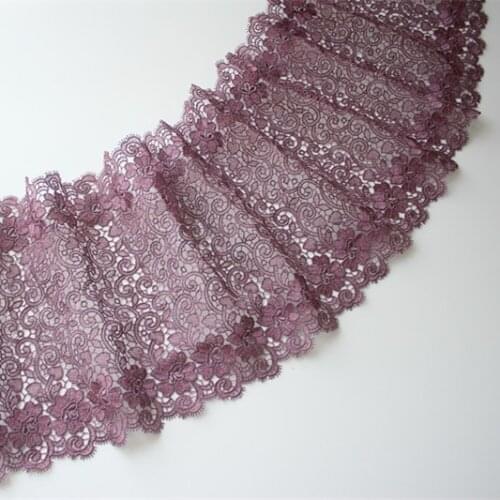 18cm 7.08"width (2yards/lot) Purple Water Soluble Embroidery Lace Trim,Venise Lace Trim for Garment Decoration