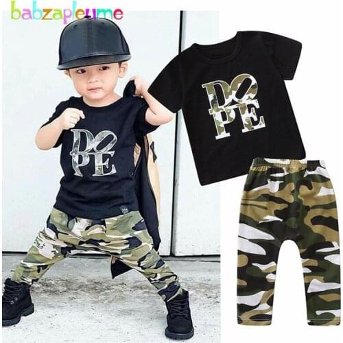 2Piece/1-5Years/Summer Kids Clothes Baby Boys Fashion Letter Short Sleeve T-shirt+Print Pants For Children Clothing Set BC1804-1