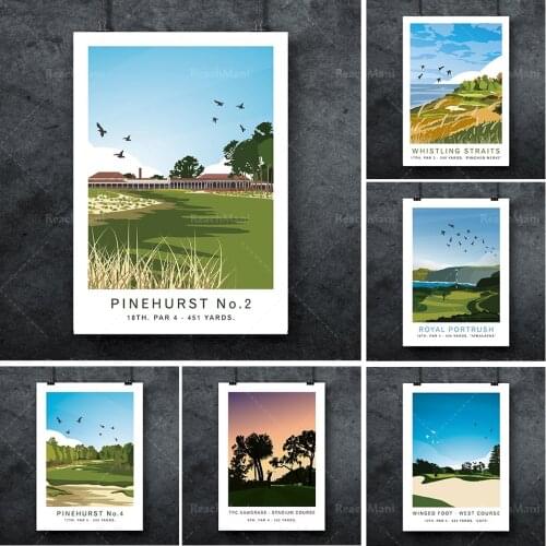 Golf Club Print Travel Poster US Open Golf Art Print Travel Poster United States