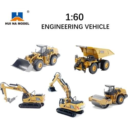 HUINA 1:60 Diecast Metal Model Dump Truck Excavator Wheel Loader Road Roller Construction Vehicle Toy Gift Truck for Children