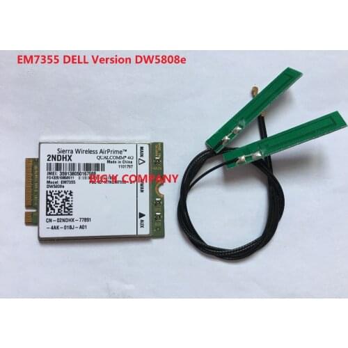 JINYUSHI For Gobi5000 EM7355 DW5808e +2pcs NGFF antenna LTE/EVDO/HSPA+42Mbps NGFF Card 4G Module for D ELL venue 11