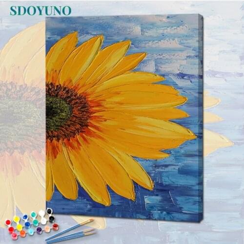 SDOYUNO Oil Paint By Numbers Sunflowers Painting By Numbers On Canvas Frameless 60x75cm Flowers DIY Home Decor Wall Art