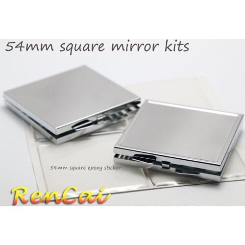 54mm Metal Blank Square Compact Mirror Pocket Makeup Mirrors Portable Cosmetic Mini Mirror For Girls Beauty Tools 1kits