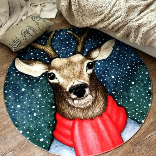 Round Carpets for Living Room Cartoon Animals Printed Parlor Bedroom Computer Chair Rugs Home Decorate tapetes Antiskid Door Mat