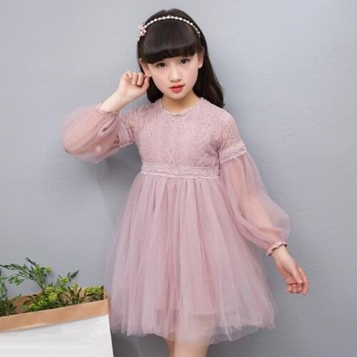 2018 Spring Teenage Baby Girl Lace Dress Clothes Kids Dresses For Girls Princess Party Wedding Birthday Dance Long Sleeve JW3108