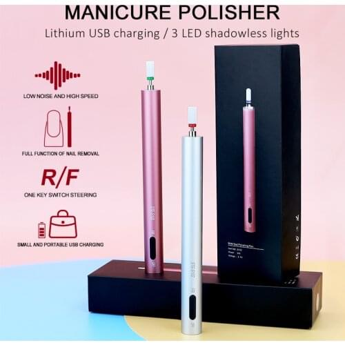 Arte Clavo USB Rechargeable Nail Drill Manicure Machine Mini Nail Pen Portable Manicure Professional Nail Tools LED Light