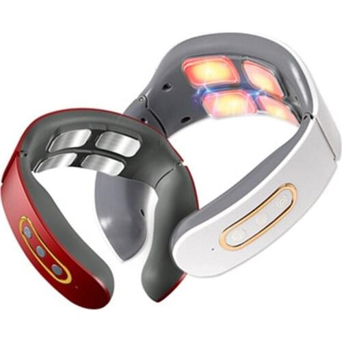 Four-head voice cervical massager pulse hot compress portable rechargeable remote home multi-purpose intelligent physiotherapy n