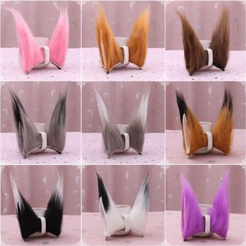 Girl Cute Cat Wolf Ears Long Fluffy Plush Hair Clips Anime Cosplay Costume Hairpin Multicolor Lolita Party Halloween Accessoires