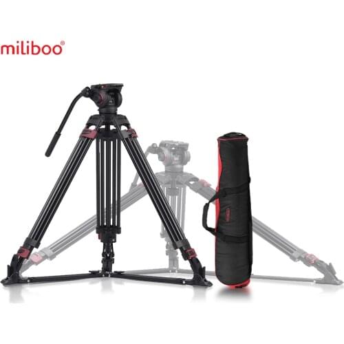 Miliboo MTT609A Photography 3 Sections Tripod Stand Aluminum Alloy Fluid Hydraulic Bowl Head for Canon Nikon Sony DSLR Cameras