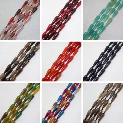Mini.order is $7! 10x30mm Multicolor Stripe banded Agates Onyx Raindrop Teardrop DIY Jewelry Making Loose Beads 15"