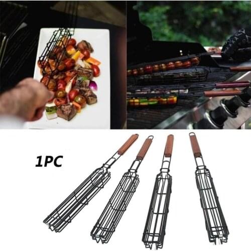 New Stainless Steel BBQ Grill Basket Barbecue Wire Meshes Portable Fish Grilling Mesh Barbecue Clip Kitchen Tools