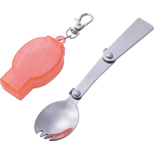 New Arrival Hot Camping Folding Spoon Outdoor Tableware Kitchen Stainless Steel Pocket Scoop Folding Spoon Forks For outdoor