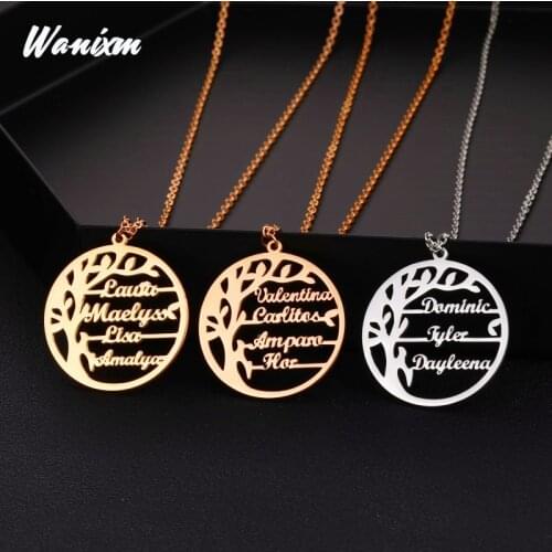 Personalized Tree of Life Custom Name Necklace Stainless Steel Golden Family Tree Women Letter Necklace Jewelry Couple Gifts