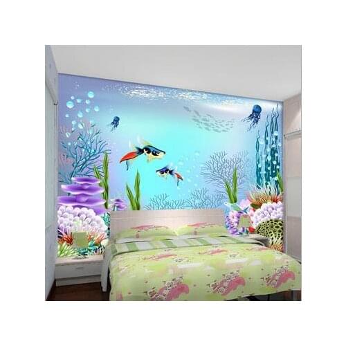 Custom 3d wallpaper Children room big blue ocean 3 d wallpaper murals Male girl a bedroom TV setting wall PVC wallpaper