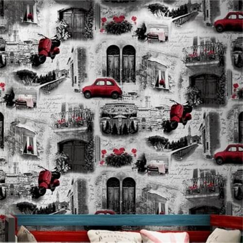 Wellyu Retro nostalgic wallpaper color car industry wind personality background restaurant clothing store bar KTV wallpaper