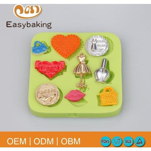 Hot sale 9 cavity skirt shape confeitaria cake tools dress silicone bakeware candy molds pastry tools