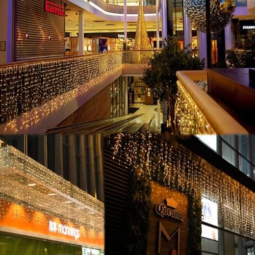 LED Icicle Curtain Ice strip waterfall Fairy String Light Christmas Garland Light Outdoor For Romantic Party Wedding Bar Decorat